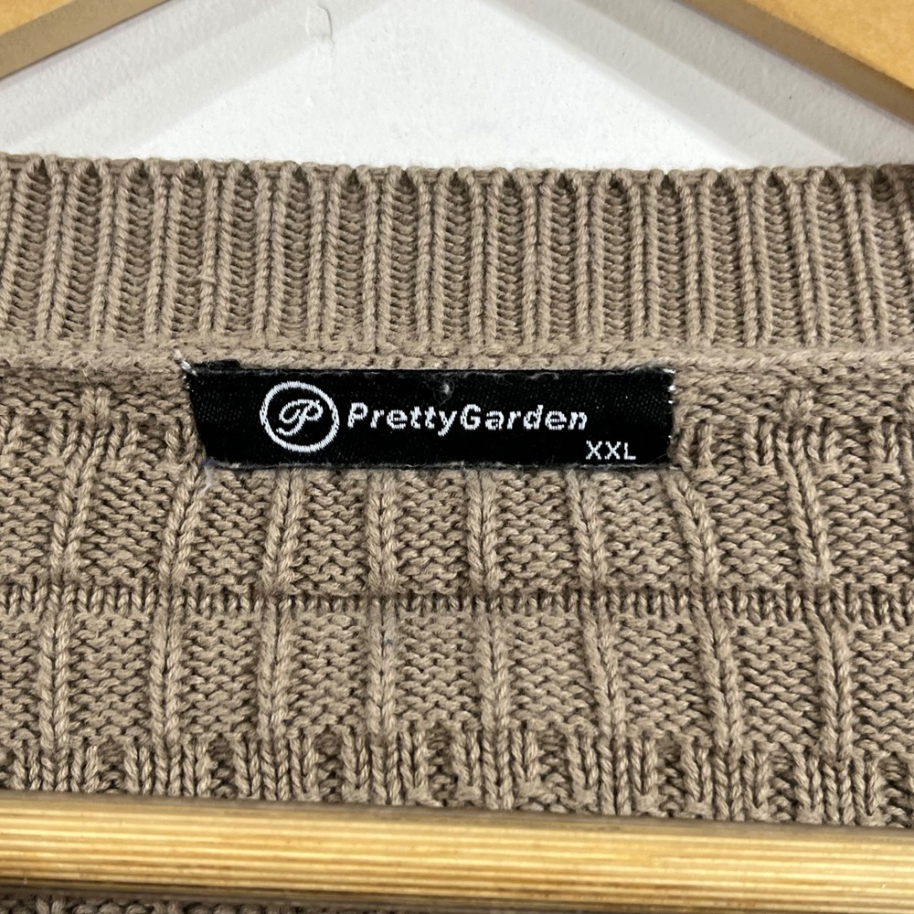 Parisian Capsule Academia Fisherman Brown Cotton Knit Cardigan Sweater XXL Boho - Picture 6 of 8